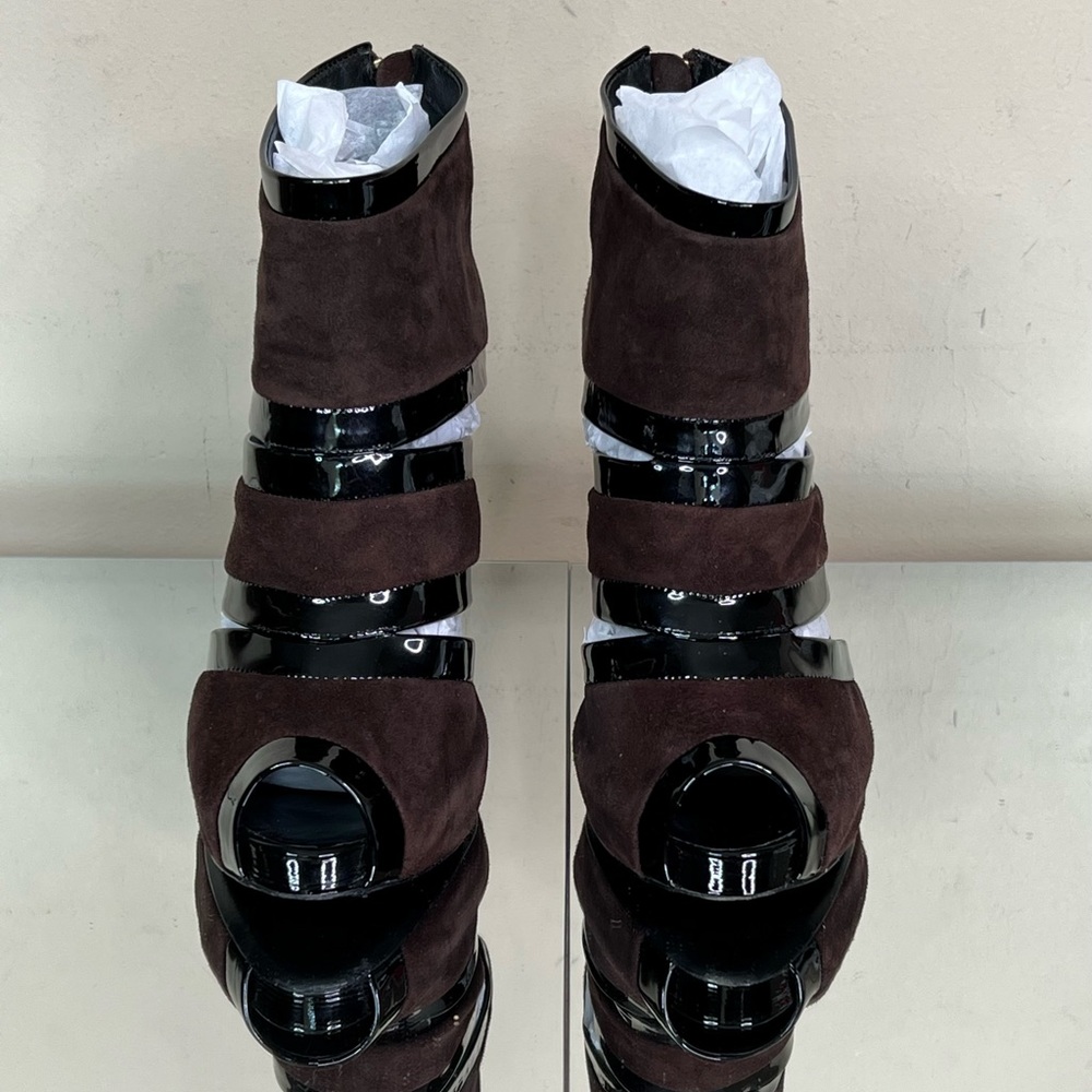 Tory Burch Suede Patent Heel Bootie - Picture 3 of 11